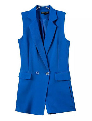 Trendy Notched Collar Pockets Brief Style Sleeveless Suit Blazer Short Jumpsuit Women's Retro Short Rompers Playsuits