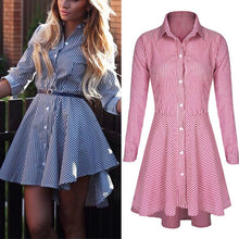 trendy-women-lapel-button-down-casual-mini-dress-t-shirt-top-s-m-l-xl-ly3 BBL