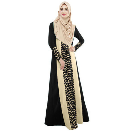 ukraine-fashion-women-muslim-maxi-dress-contrastcolor-patchwork-long-sleeve-abaya-kaftan-islamic-indonesia-robe-long-dress BBL