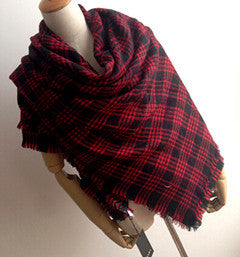 VALENTINE'S DAY GIFT Checked Plaid Wendeschal Blogger Karo Favor Tartan Scarf Wrap Shawl Plaid Cozy Checked Blanket Over Size