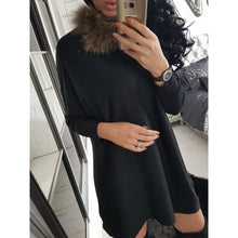 Vestido De Festa Dress Rabbit Hair O-Neck Mini Dress Loose Casual Dresses Vestidos Plus Size GV496