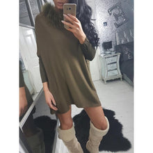 Vestido De Festa Dress Rabbit Hair O-Neck Mini Dress Loose Casual Dresses Vestidos Plus Size GV496