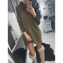 Vestido De Festa Dress Rabbit Hair O-Neck Mini Dress Loose Casual Dresses Vestidos Plus Size GV496