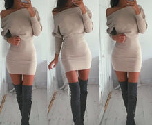Vestidos Bodycon Sexy Casual Batwing Sleeve Off Shoulder Dresses