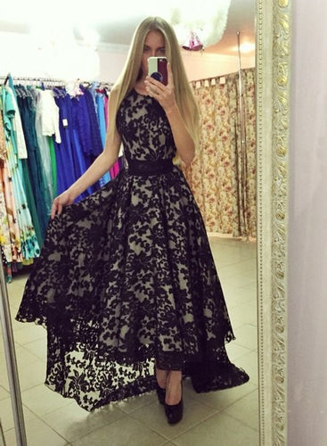 Vestidos Longs Black And White Sexy Women Sleeveless Prom Ball Party Long Maxi Long Lace Dress Q0081
