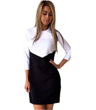 Vestidos Plus Size Women Sexy Casual Patchwork Mini Dress O-Neck Three Quarter Sleeve Bodycon Dress GV397