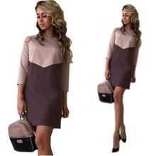 Vestidos Plus Size Women Sexy Casual Patchwork Mini Dress O-Neck Three Quarter Sleeve Bodycon Dress GV397