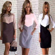 Vestidos Plus Size Women Sexy Casual Patchwork Mini Dress O-Neck Three Quarter Sleeve Bodycon Dress GV397