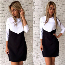 Vestidos Plus Size Women Sexy Casual Patchwork Mini Dress O-Neck Three Quarter Sleeve Bodycon Dress GV397