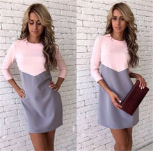 Vestidos Plus Size Women Sexy Casual Patchwork Mini Dress O-Neck Three Quarter Sleeve Bodycon Dress GV397