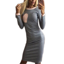 Vestidos Women Bodycon Dress Casual Patchwork Slim O-Neck Long Sleeve Dresses Elegant Office Dress GV312