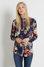 Vintage Contrast Flower Print Shirt Women's Lapel roll-up Long sleeve Slim fit Shirt Blouse Tops