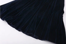 Vintage Hepburn Velvet High Waist Midi Pleated Skirt Woman A line Skater Long Swing Skirts