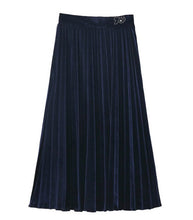 Vintage Hepburn Velvet High Waist Midi Pleated Skirt Woman A line Skater Long Swing Skirts