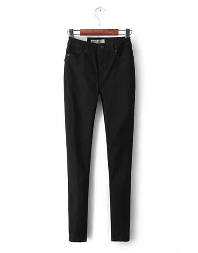 Vintage Mid Waist Skinny Jeans Zipper Long Denim Pencil Pants Ladies Slim Denim Trousers Jeans Gray Black White Colors