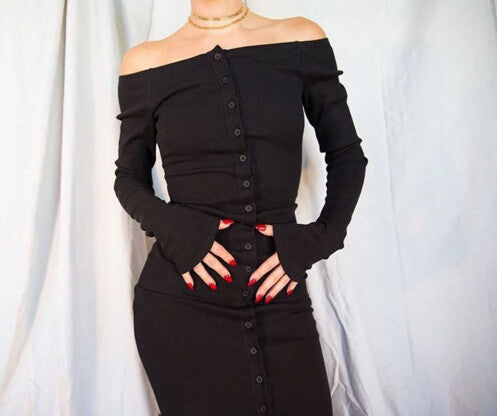 slim fit dress slacks Winter Autumn Dress Women Long Sleeve Sexy Party Black Knitted Dress C