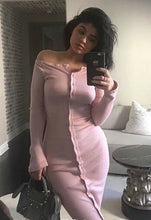 Vintage OFF Shoulder Button bodycon mid-calf Sexy Dress Vestido de festa curto robe jurken Dresses 4 colors