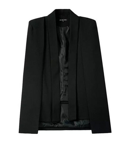 Vintage Shawl Collar Split Sleeve Cloak Blazer Cape Women's Solid Color OL Suit Jacket Coat Black , White