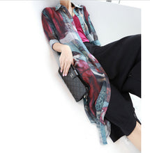 Vintage Street Painting Chiffon Shirt Graffiti Ancient Egypt Print 3/4 Sleeve Long Sunscreen Dress Blouse Tops loose
