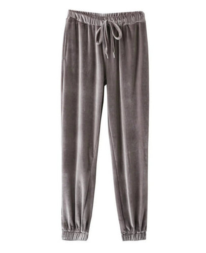 Vintage Velour Pants Woman Retro Elastic Waist Velvet Full Length Trousers Femme 3 colors