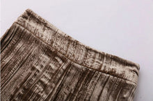 Vintage Velour Pleated Wide Leg Pants Woman Retro Velvet Full Length Trousers Femme Casual Pants