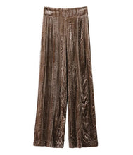Vintage Velour Pleated Wide Leg Pants Woman Retro Velvet Full Length Trousers Femme Casual Pants