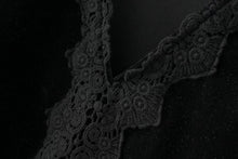 Vintage ZA Spliced Lace Deep V neck Velvet T-Shirt Woman Sexy Velour Pullover Long Sleeve Top Femme Black