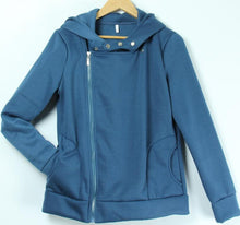 Warm Women Casual Hoodies Diagonal Zipper Long Sleeve Solid Sweatshirts Women Hooded Hoody Tops M0614