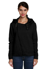 Warm Women Casual Hoodies Diagonal Zipper Long Sleeve Solid Sweatshirts Women Hooded Hoody Tops M0614