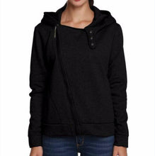 Warm Women Casual Hoodies Diagonal Zipper Long Sleeve Solid Sweatshirts Women Hooded Hoody Tops M0614