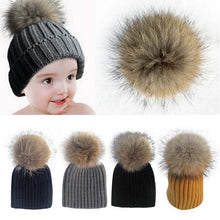 warm-child-baby-girls-boys-knitted-woolen-natural-crochet-ski-kids-beanies-caps-raccoon-fur-pom-bobble-hats BBL