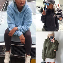 Warm Cut Out Sleeve Casual Hooded Hoodies Tops Holes Long Sleeve Solid Sweatshirts Loose Pullovers For Women M0622