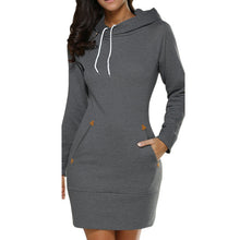 Warm Hooded Dresses Pocket Long Sleeved Casual Mini Dress Sportwear Women Clothings LX130