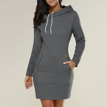 Warm Hooded Dresses Pocket Long Sleeved Casual Mini Dress Sportwear Women Clothings LX130