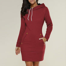 Warm Hooded Dresses Pocket Long Sleeved Casual Mini Dress Sportwear Women Clothings LX130