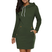 Warm Hooded Dresses Pocket Long Sleeved Casual Mini Dress Sportwear Women Clothings LX130