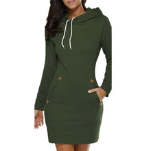 Warm Hooded Dresses Pocket Long Sleeved Casual Mini Dress Sportwear Women Clothings LX130