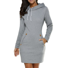 Warm Hooded Dresses Pocket Long Sleeved Casual Mini Dress Sportwear Women Clothings LX130