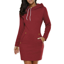 Warm Hooded Dresses Pocket Long Sleeved Casual Mini Dress Sportwear Women Clothings LX130