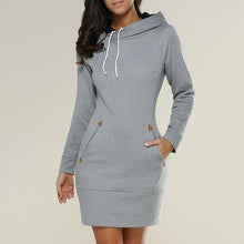 Warm Hooded Dresses Pocket Long Sleeved Casual Mini Dress Sportwear Women Clothings LX130