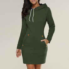 Warm Hooded Dresses Pocket Long Sleeved Casual Mini Dress Sportwear Women Clothings LX130