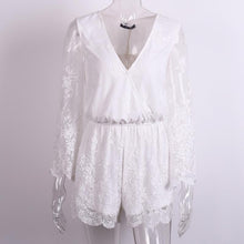 White Lace Embroidery Women Rompers Beach Playsuit Sexy Deep V Neck Jumpsuit Floral Bodysuit Slim Overalls For Women