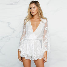 White Lace Embroidery Women Rompers Beach Playsuit Sexy Deep V Neck Jumpsuit Floral Bodysuit Slim Overalls For Women