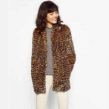 Leopard Pattern Shaggy Furry Faux Fur Coat Woman Keep Warm Lapel Long sleeve Hairy Long Faux Fur Jacket Outwear