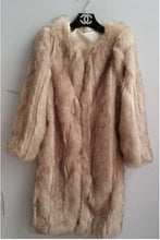 Long Hairy Faux Fox Fur Extra Long Coat Long Hairy Shaggy O neck Long sleeve Furry Warm Faux Fur jacket Outwear Overcoat