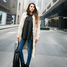 Long Hairy Faux Fox Fur Extra Long Coat Long Hairy Shaggy O neck Long sleeve Furry Warm Faux Fur jacket Outwear Overcoat