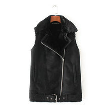 Loose Faux Fur collar Faux Suede Vest Women Adjustable waist Pockets Loose Faux Fur Sleeveless Suit Gilet Waistcoat