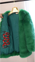 Shaggy Furry Faux Fur Coat Woman Keep Warm Embridery Snake O neck Long sleeve Hairy Long Faux Fur Jacket Outwear