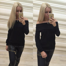 Shirts Tops Full Sleeve Off Shoulder Women's T-Shirt Slash Neck Women's Tops Plus Size Tops&Tees Camisetas LX033