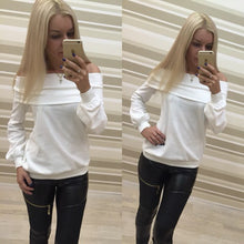 Shirts Tops Full Sleeve Off Shoulder Women's T-Shirt Slash Neck Women's Tops Plus Size Tops&Tees Camisetas LX033